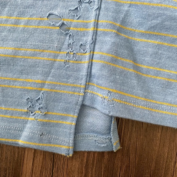 Easel Asymmetrical Distressed Striped Top - Picture 4 of 7